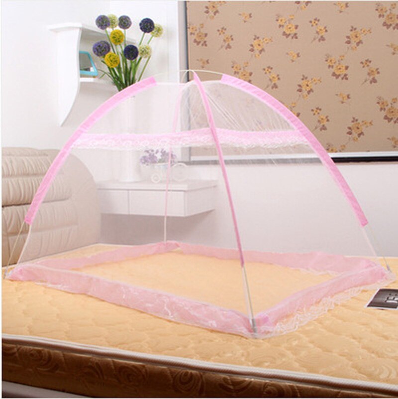 Tente de berceau en maille de Polyester pour enfants et nourrissons, moustiquaire pliante pour -né, matelas coussin T0142: pink grid