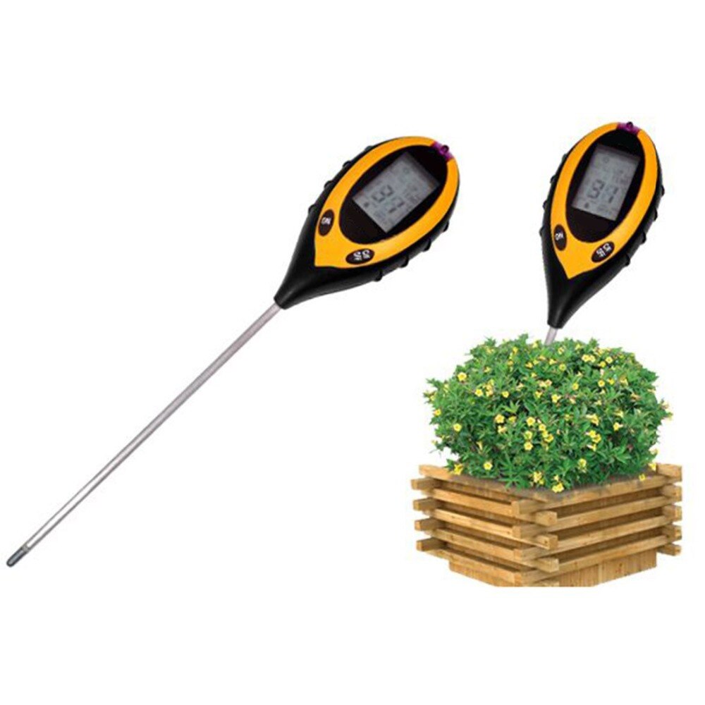 Soil Meter Thermometer 4 in 1 Plant Soil PH Moisture Light Soil Survey Instrument PH Value Sunlight Tester