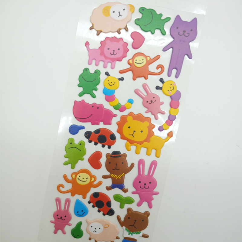 1pcs/ lot Puffy Bubble Fruits Animals series PVC sticker/3D scrapbooking sticker deco packing stickers Whales Cat ZOO Labels: Lions Rabbits
