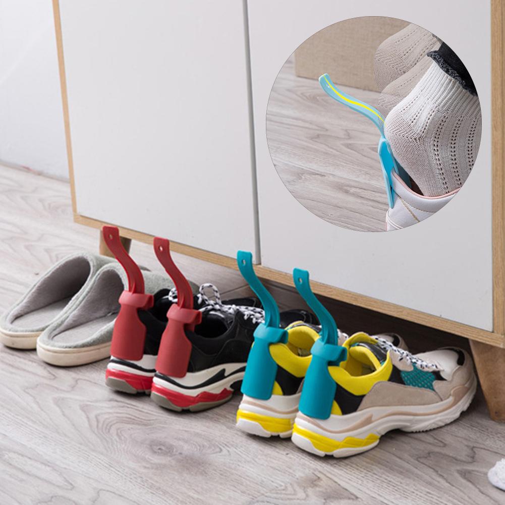 1/2Pcs Portable Lazy Shoe Helper Unisex With Handle Shoe Horn Plastic Easy to Use Sneakers Shoehorn Home Shoes Lifter Tool