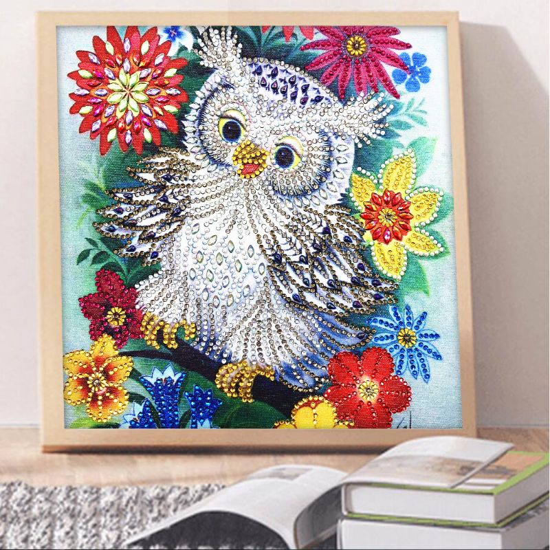Flower Owl 5D Special Shaped Diamond Painting Embroidery Needlework Rhinestone Crystal Cross Craft Stitch Kit DIY