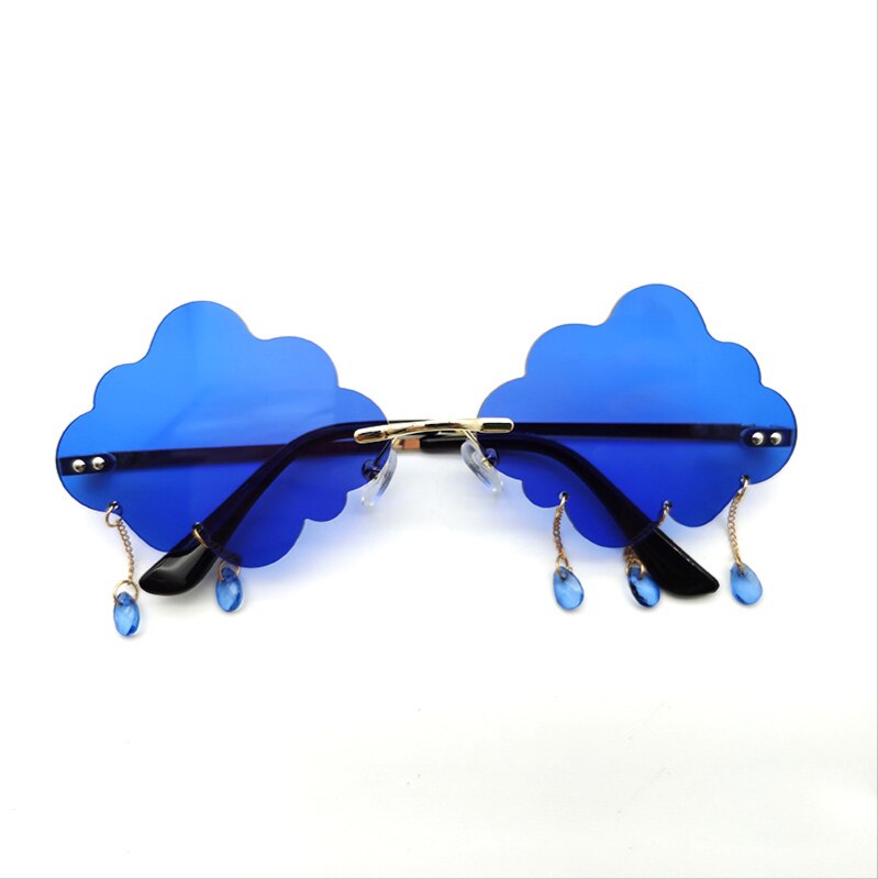 Nube de lluvia de gafas de alto perfil de tendencia de de calle, de tipo click gafas de sol sin marco de lente gafas de sol: C8 dark blue