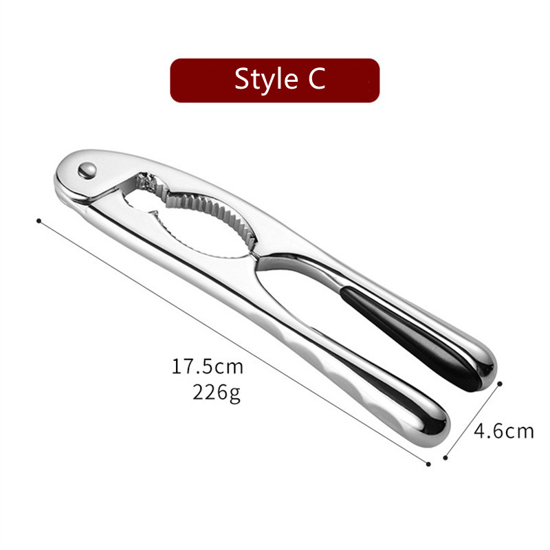 Cascanueces de carcasa de Metal plateado para nueces, Cascanueces de aleación de Zinc multifuncional para nueces, avellanas, macadami: Style C