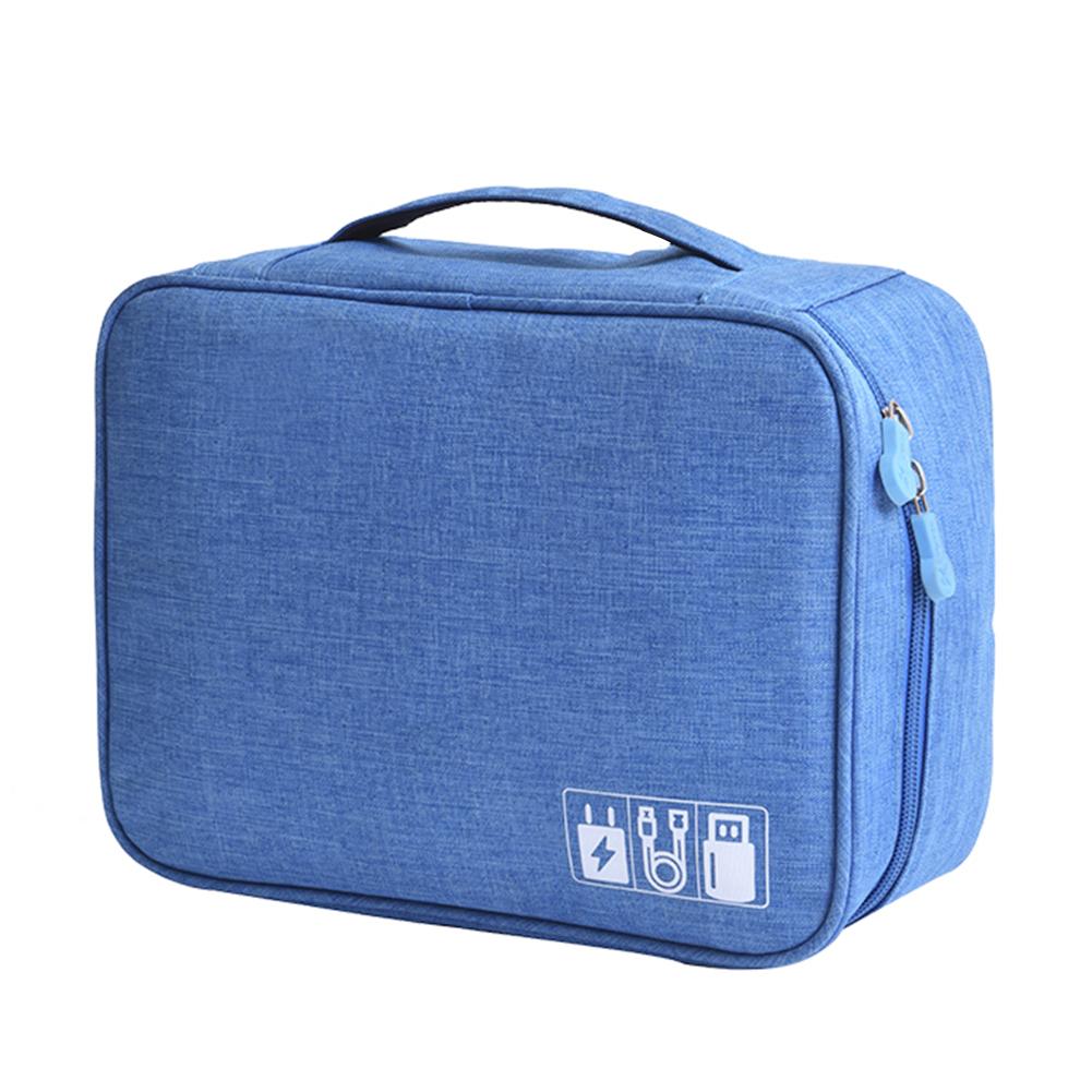 Organizer Case Waterproof Travel Closet for Headphones USB Charger Cable Storage Bag Digital Portable Zipper Accessories: sky blue