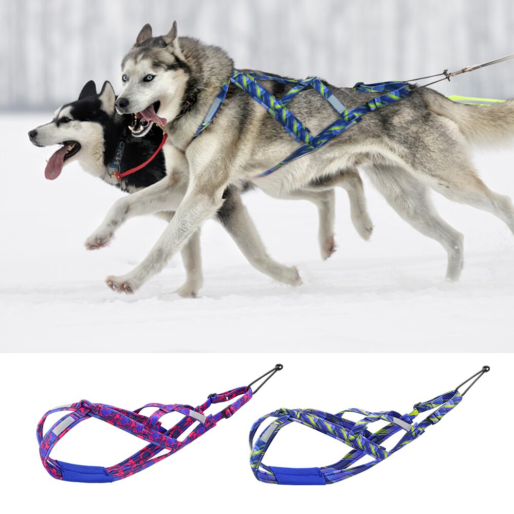 Reflective Dog Sledding Harness Pet Weight Pulling Sled Harness Durable Harness for Medium Large Dogs Scootering Skijoring