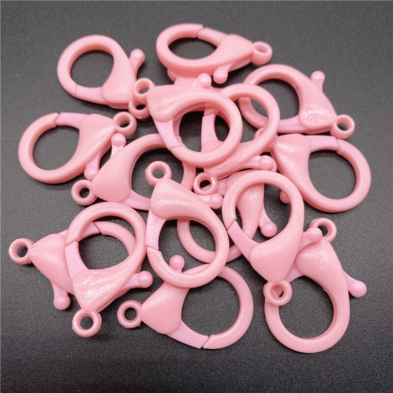 10Pcs 35mm Plastic Lobster Clasp Hooks Keychain End Connectors For Jewelry Making DIY Bracelet Chain Accessories: Pink