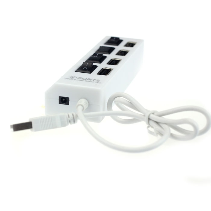 USB 2.0 4 Port Power On/Off Switch LED Hub for PC Laptop Notebook WH Convenience 17Otc25