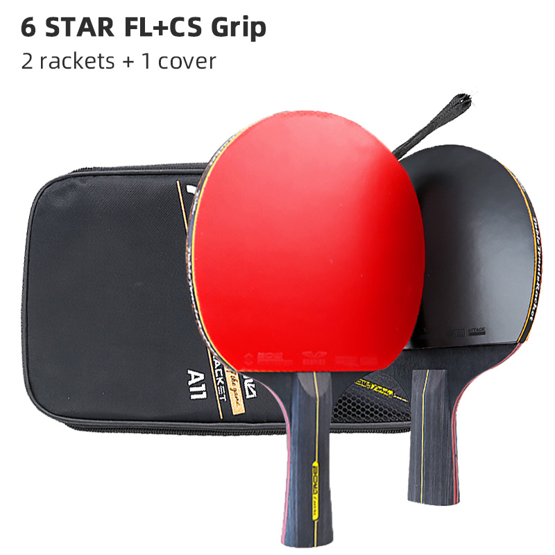 BOLI 5/6 Star Table Tennis Racket Offensive 2 Pcs Ping Pong Paddle with Fine Elasticity: Light Grey