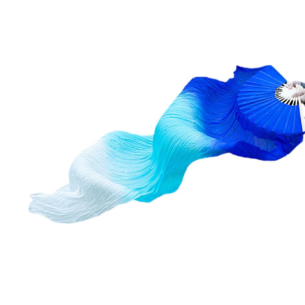 Abanico de danza del vientre para mujer, 150cm, Color degradado, práctica de bailarina, abanicos largos de seda de imitación, accesorios de baile, 1 ud.