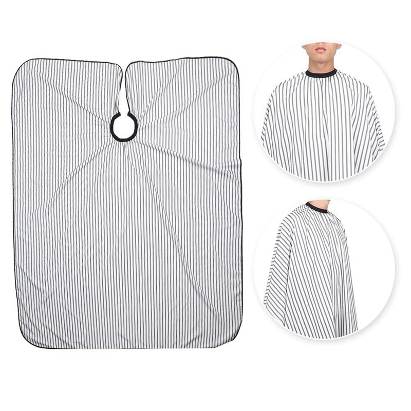 Haircut Apron, Black and White Color Striped Body-Covered Haircut Apron,Suitable for Haircut At Salon or Home