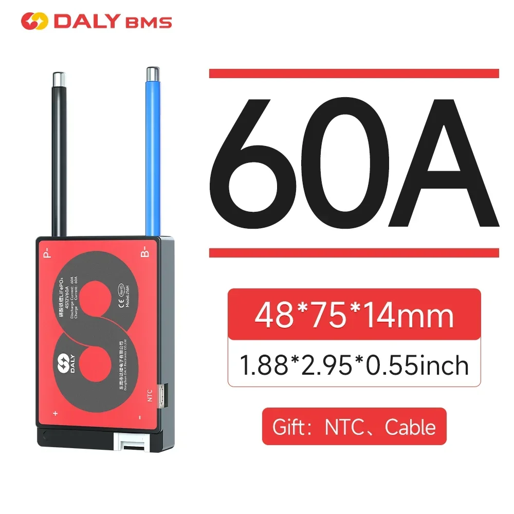 DALY BMS 3S 4S 6S 7S 10S 12S 13S 14S 15S 16S Li-ion And LiFePO4 32650 21700 18650 BMS 15A To 100A With Balance Function And NTC: SKY BLUE / 80A