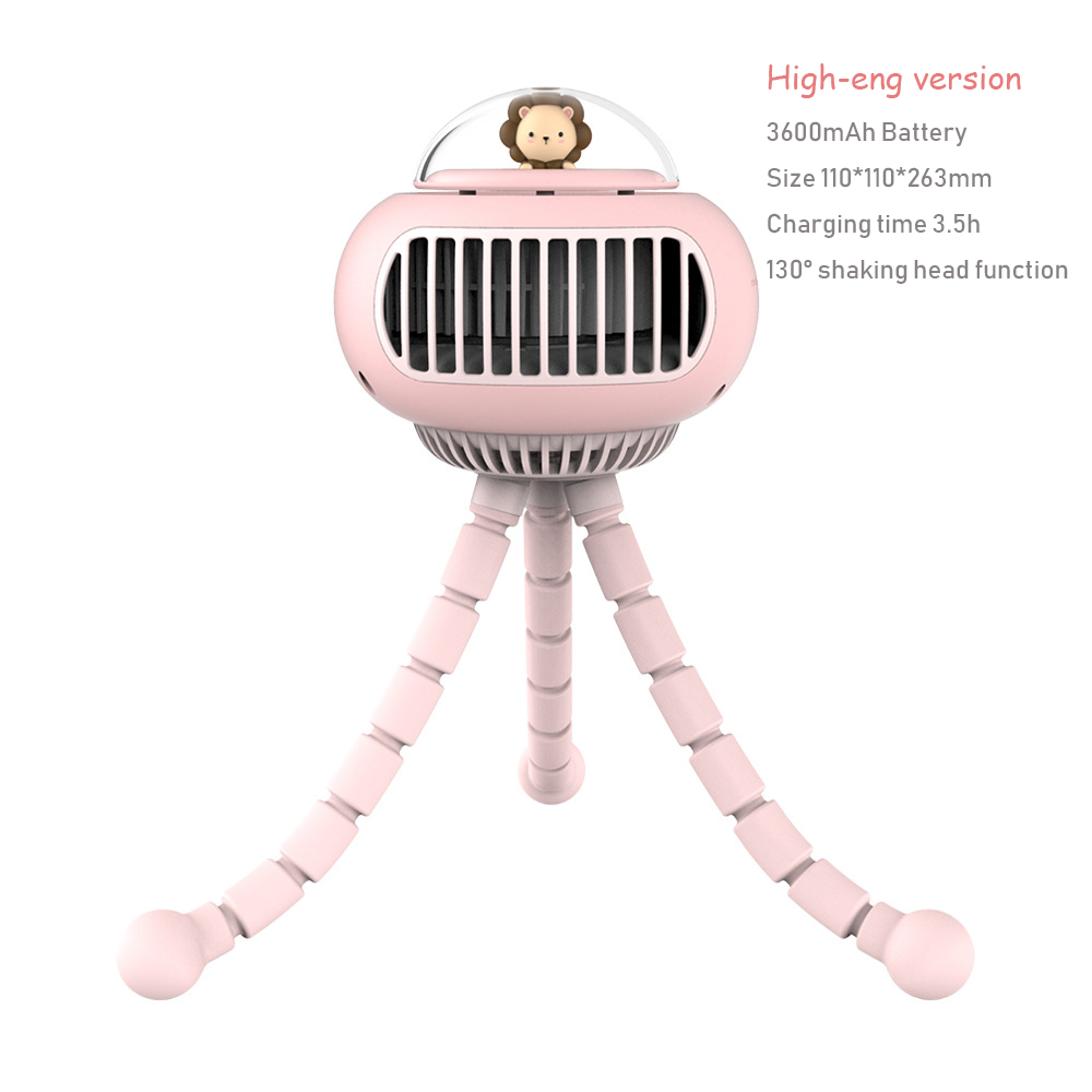 Mini-biegen-klimaanlage mit 3600 mah akku, wiederaufladbarem kinderwagen-Ventilator, 130 ° automatischer Drehung, 4- windstufen, handgerät für Höhle außenbereich, leise