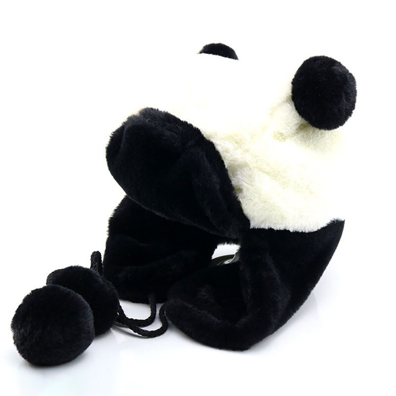 Katoenen kindergebreide muts met dikke oorkleppen, kindermuts, oorbeschermende babymutsen, wintermuts voor kinderen, muts met bewegende oren: Zwart-wit