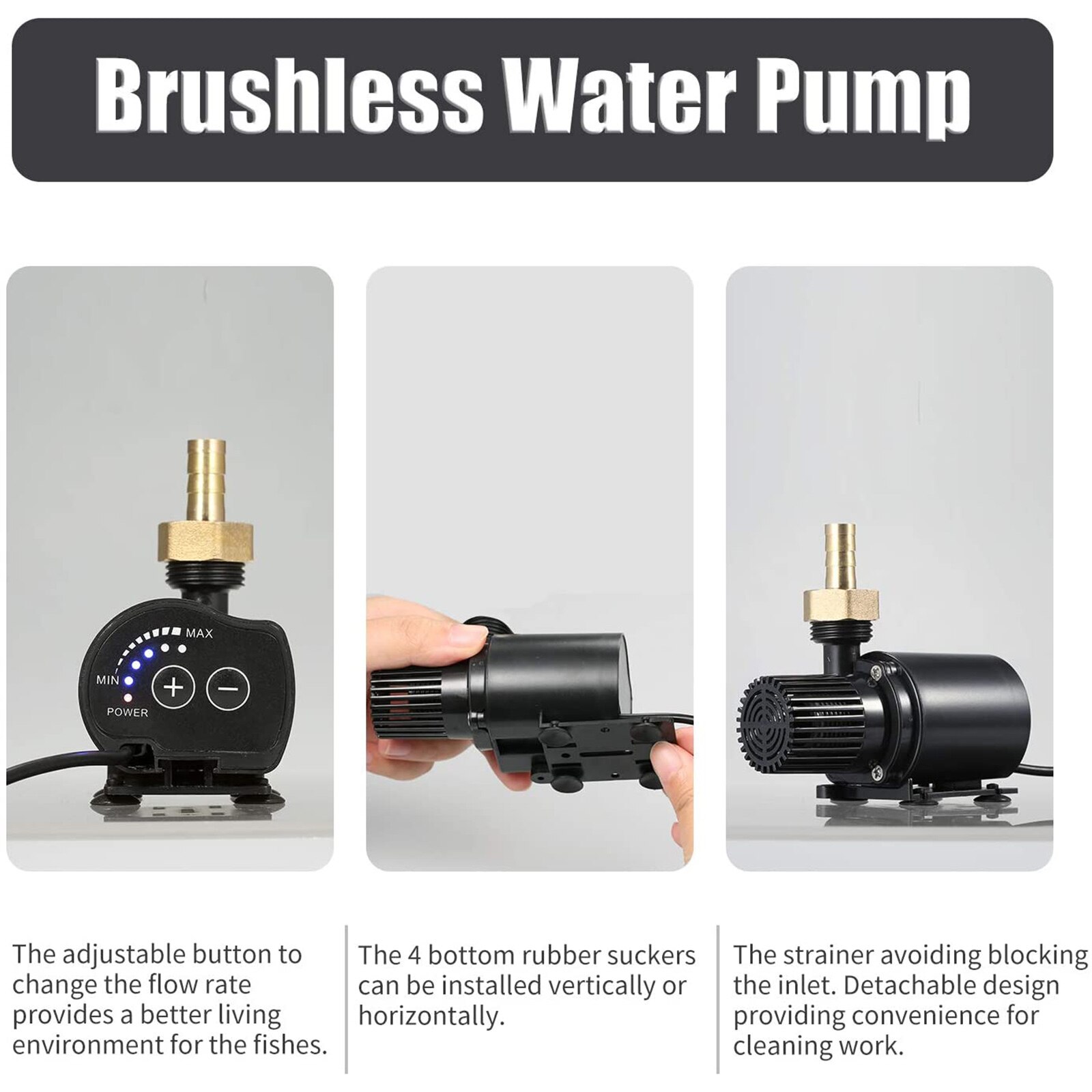 Mini Water Pump Fountain Pump Adjustable Flow Rate For Pum Pond Water Gardens Hydroponic Systems Low Noise Fish Farming Pump