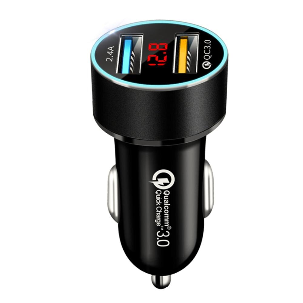 2 Ports Mini Car Charger Dual USB Quick Charger Adapter USB QC3.0 2.4A Metal Charger For Samsung Huawei Android Phone Charger