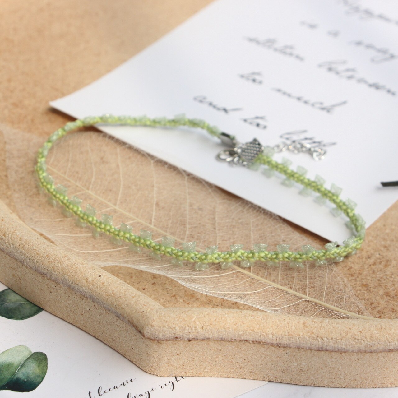 Handgemaakte Sleutelbeen Keten Super Fee Speelse Leuke Meisje Kant Vrouwen Lieve Kleine Verse Groene Choker Mode Fijne Ketting Vrouwelijke: xl293