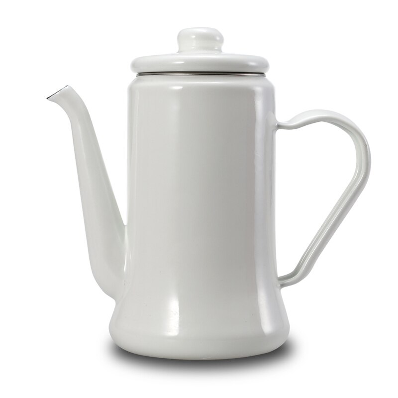 Emaljpanna 1.1l emalj kaffekanna hand tekanna induktionskokare gasspis universal röd vitblå vattenkokare camping
