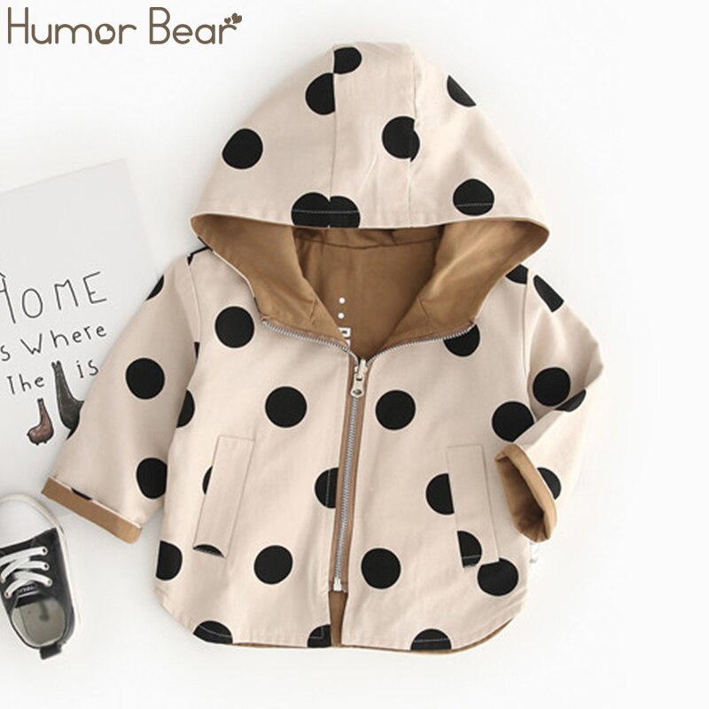 Humor Bear giacca per bambini nuovo autunno manica lunga con cappuccio ragazzi giacca a vento Polka Dot due lati indossare cappotto capispalla bambino: 3T