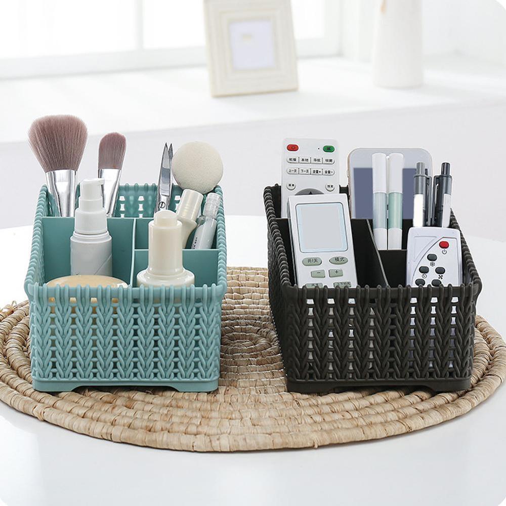Huishoudelijke imitatie rotan kantoorafval opbergmanden opbergmanden cosmetica afstandsbediening make-up organizer mand voor badkamer  a6 t 1
