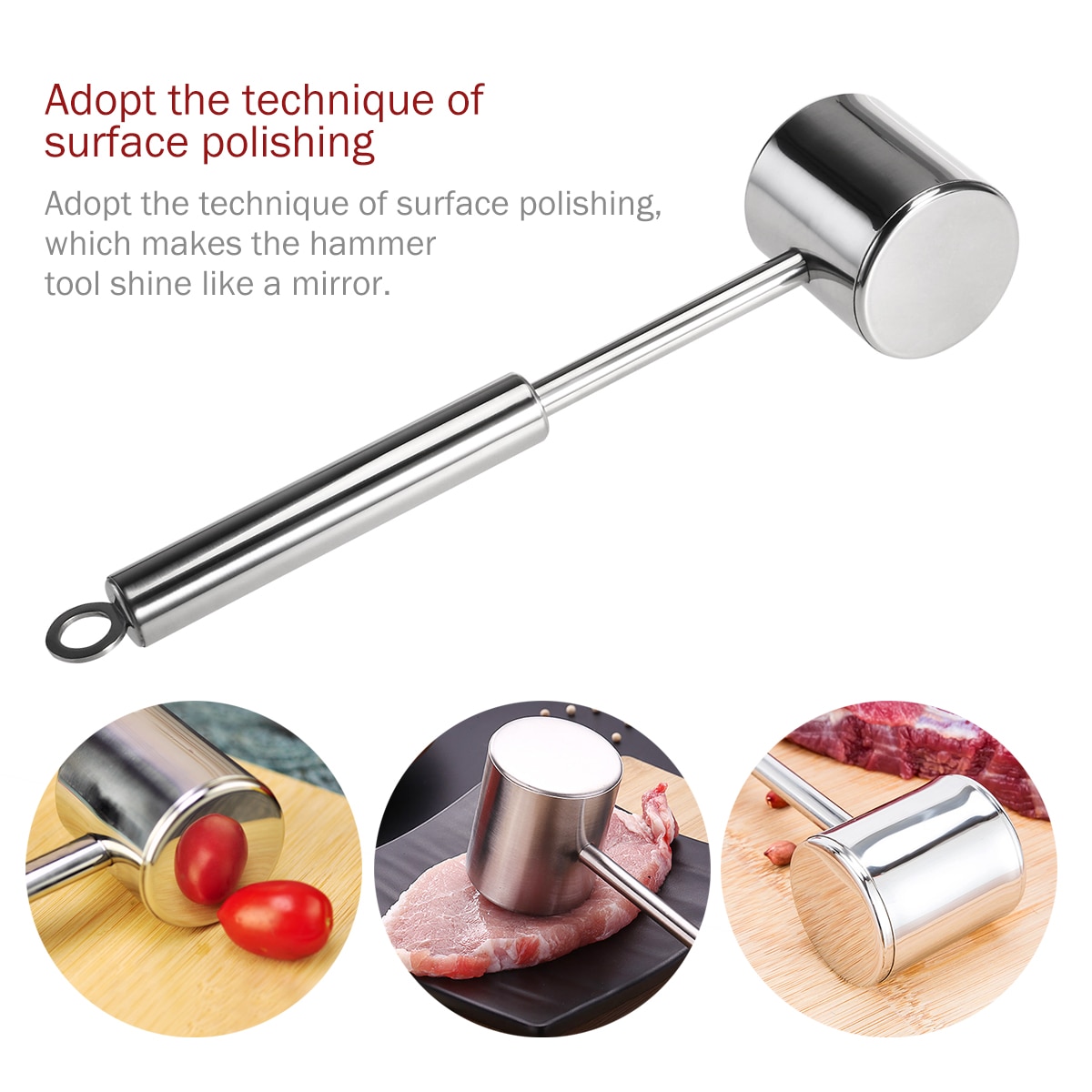 304 Stainless Steel Meat Tenderizer Hammer Steak Beefsteak Pounder Mallet Smashing Meat Tenderizer Pounders Beef Meat Hammer