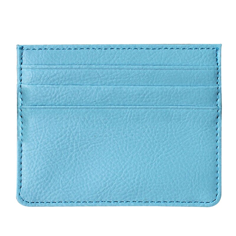 Billeteras de cuero Pu sólido para hombre y mujer, monedero pequeño, cartera delgada, tarjetero Unisex: Blue I