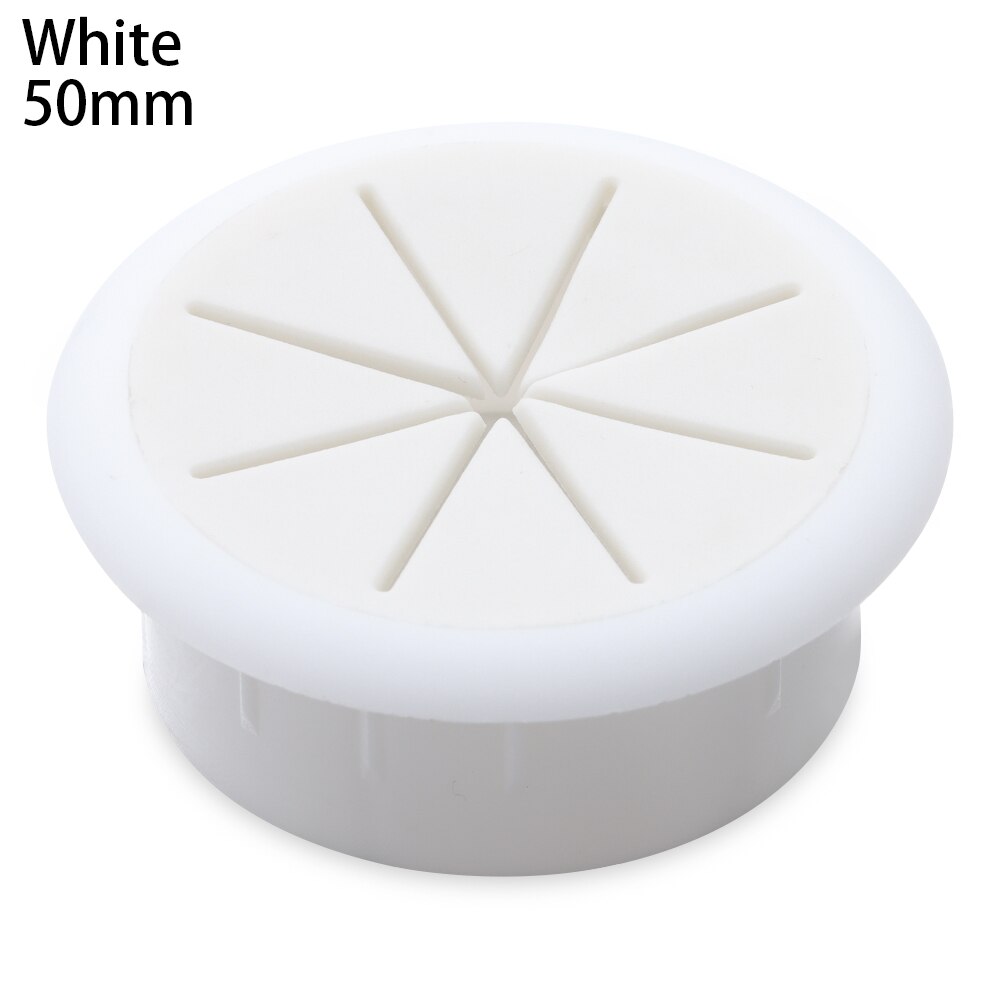 Porte-câble rectangulaire, trou d&#39;œillet, Port de sortie avec brosse noire, décor de bureau d&#39;ordinateur, boîte à fil, rangement de câbles de bureau: white 50mm