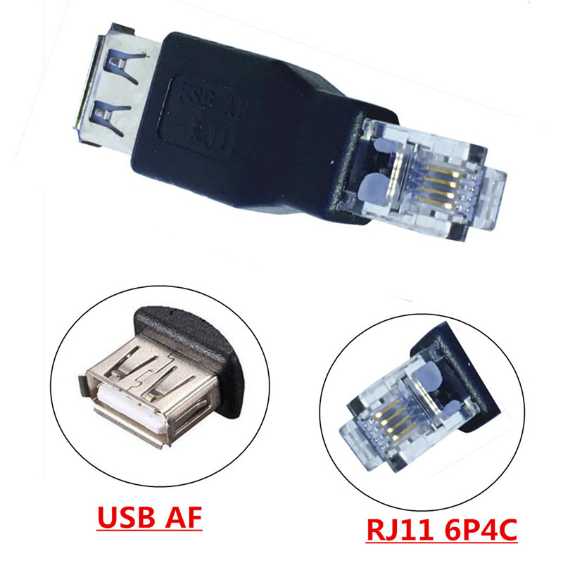Conector adaptador USB Rj11 USB2.0 hembra a conector macho Rj11 6P4C cable Usb extender conector de teléfono Rj11 adaptador 6P4C