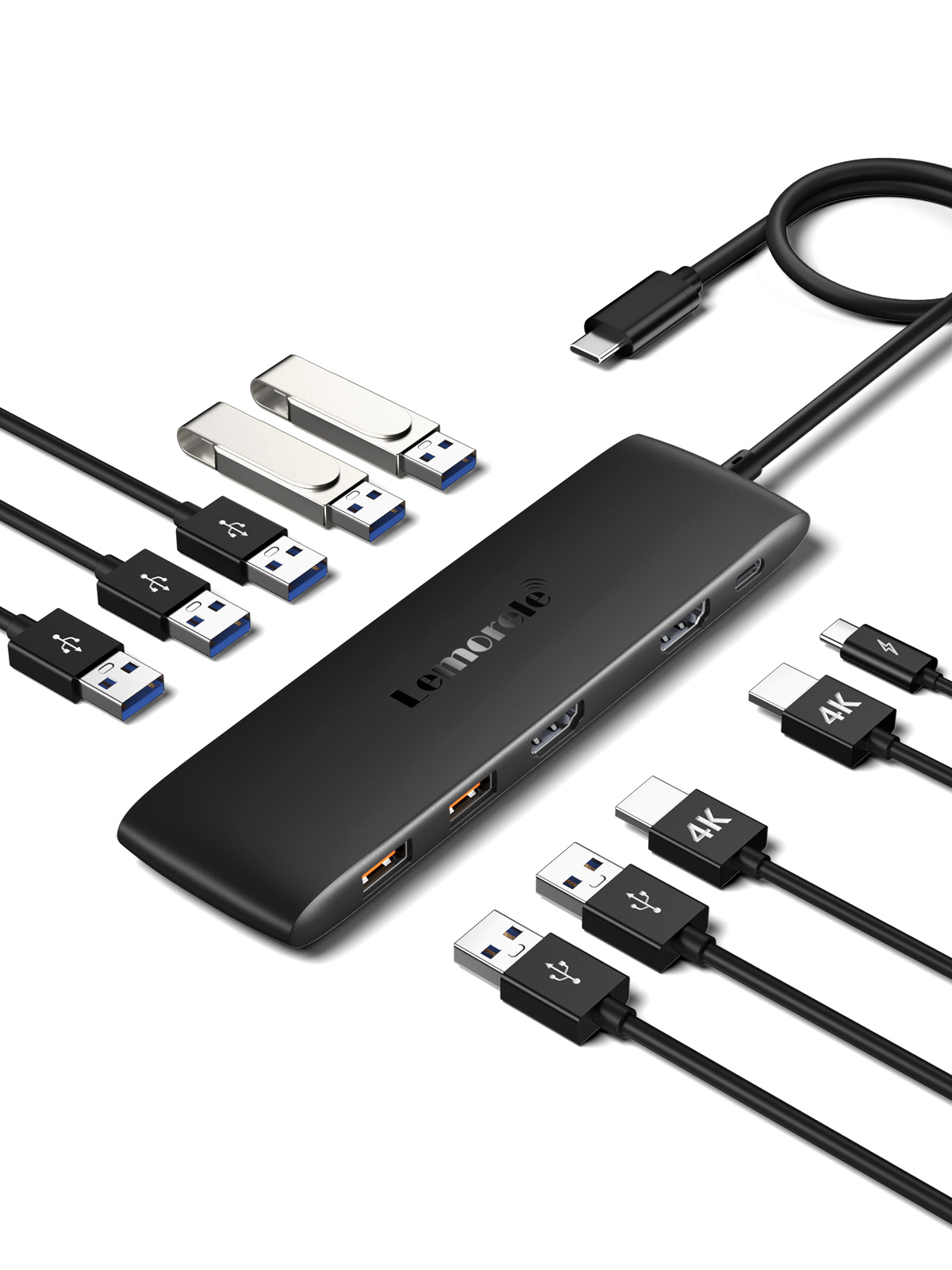 Lemorele 4K USB Hub USB C Stacja dokująca typu C do Dual HDMI dla Macbook iPad Pro Air M2 M1 Sumsang PC Akcesoria USB 3.1 HUB: Default Title