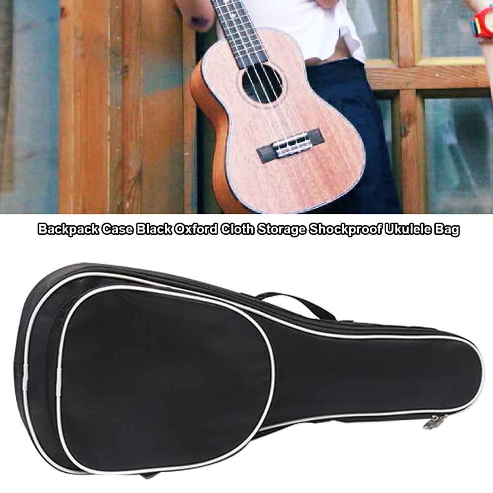 21/23/26 Polegada ukulele saco zíper impermeável preto mochila caso de armazenamento à prova de choque engrossado alça ajustável oxford pano: 21 Inch