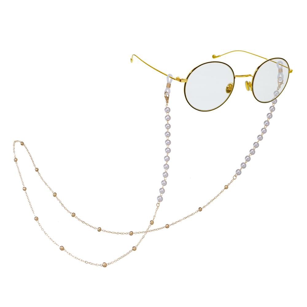 Sangles de lunettes de soleil avec chaîne, perles, masque, chaîne en métal doré pour lunettes, corde Anti-perte