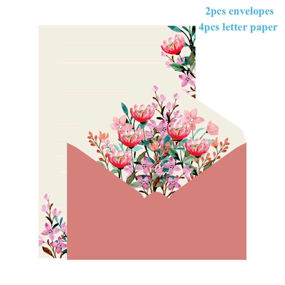 6pcs Printed Flower set Envelope kawaii Stationery Wedding Greeting Card Envelope Invitation Letter Paper Office School Supplies: Begonia flowers
