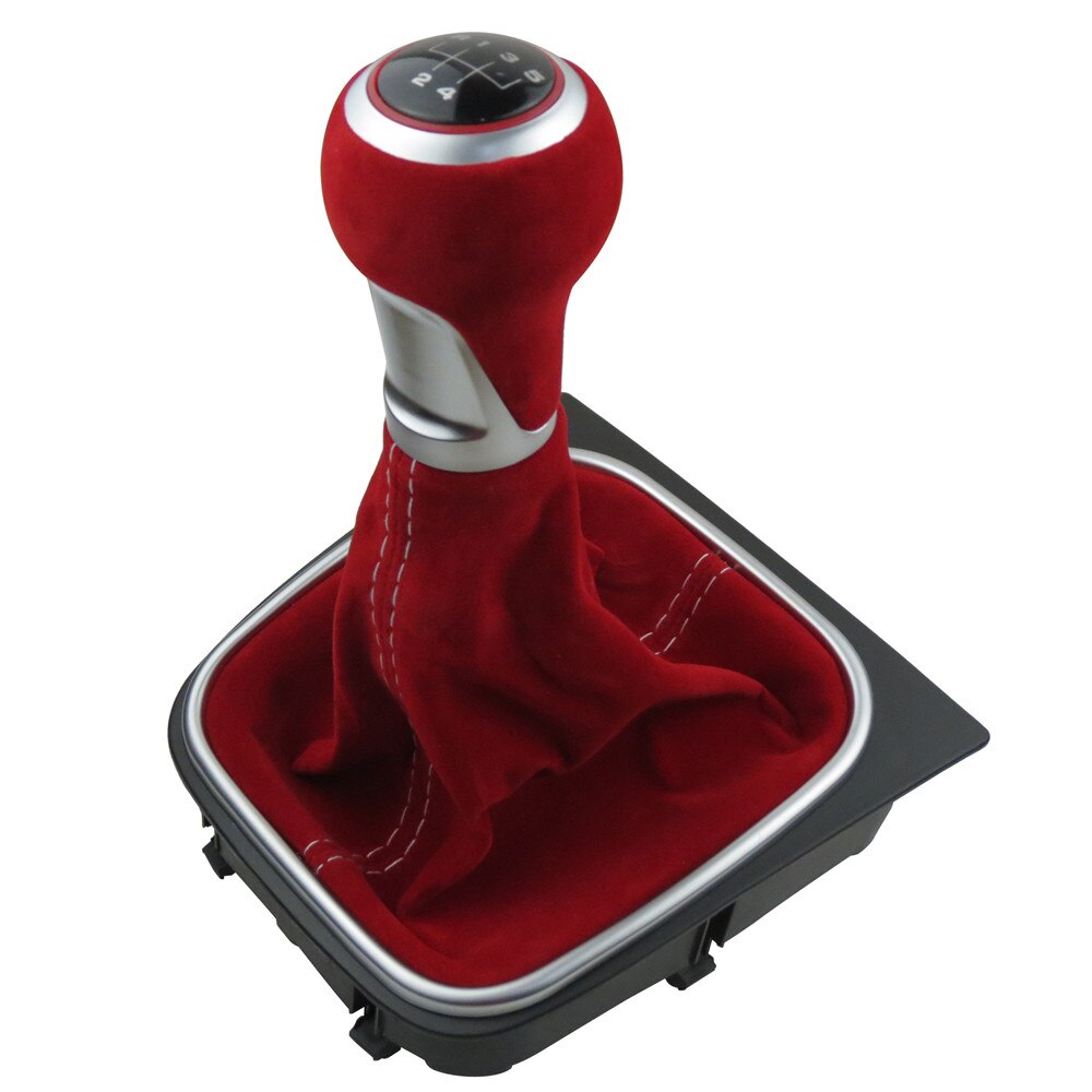 Red Black Complete 5 6 Speed Gear Stick Shift Knob boot kit For Volkswagen VW Golf 5 6 MK5 MK6 R32 GTI 04-09 warm Suede Leather