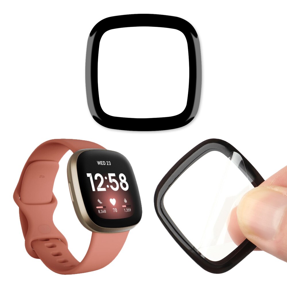 Película protectora 3D de cobertura completa para Fitbit Versa 2 3 Sense, Protector de pantalla de reloj inteligente, cristal de fibra suave transparente HD, 1 ud.