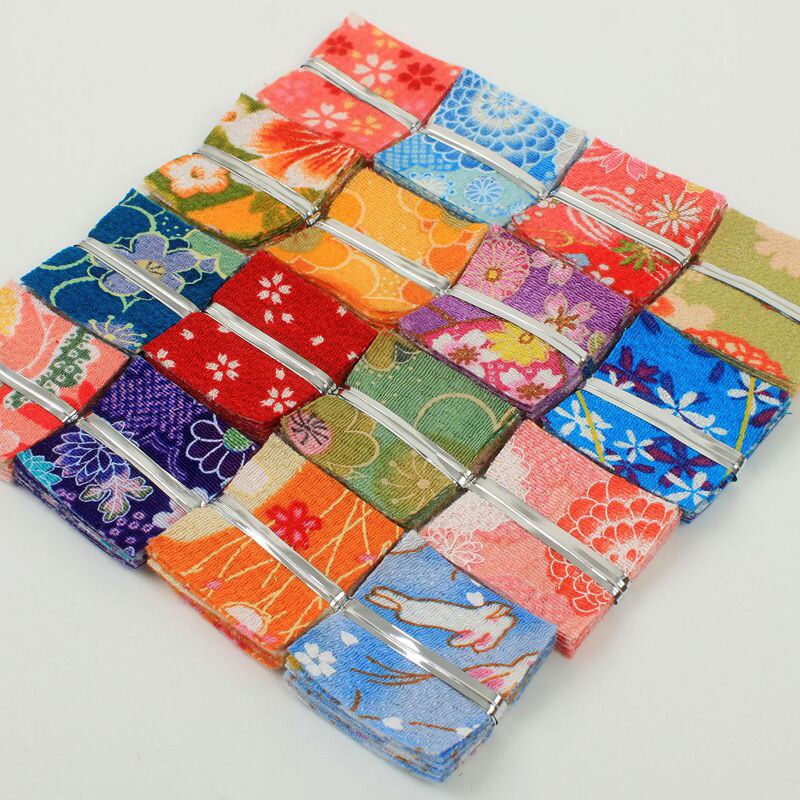 Japansk blomstret stof polyester rynkestof til kvinders hårtilbehør 4*4cm/ stk 10 stk/parti  p65