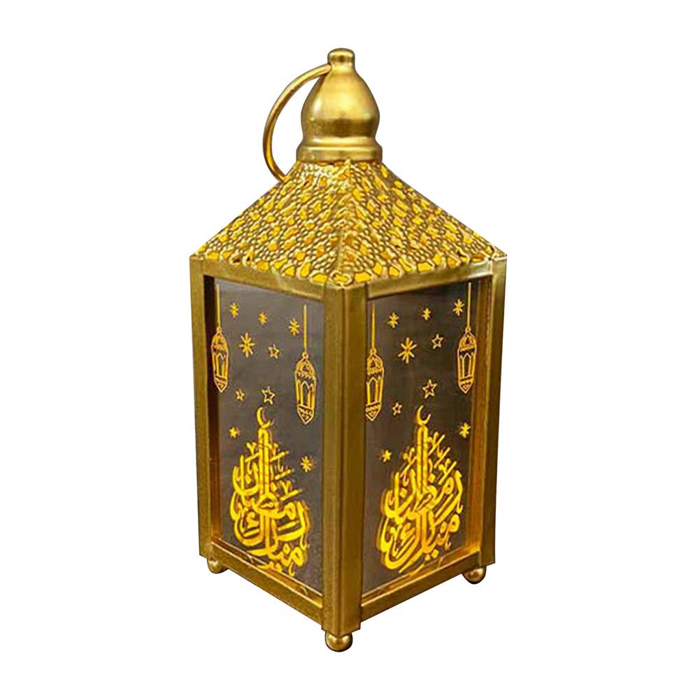 Ramadan lantaarn met led ramadan en eid decoratie voor thuis ijzeren glazen hangende lantaarn voor feest eid mubarak verlichting: A / Ik