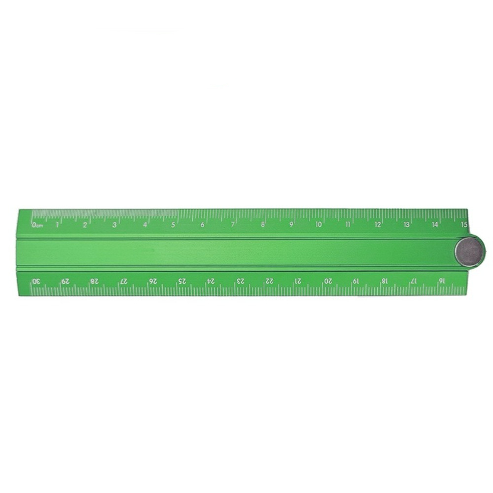 Regla plegable de estilo Simple, regla de papelería de Metal creativa de 15cm y 30cm, herramienta de medición de dibujo para estudiantes plegable de aleación de aluminio: green