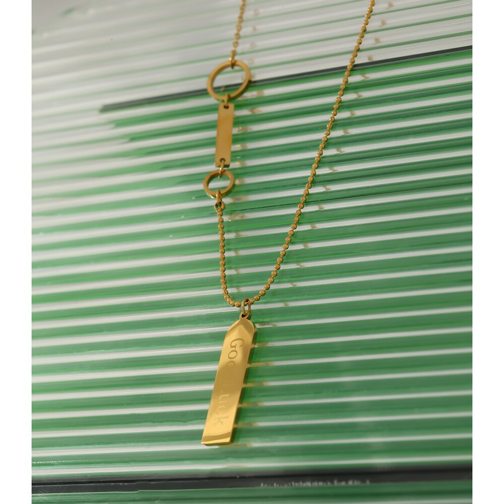 Yhpup Mode Stalen Sieraden Trendy Goud Kleur Metalen Hanger Vierkante Ketting Choker Ketting Collane Donna Verklaring Voor Vrouwen
