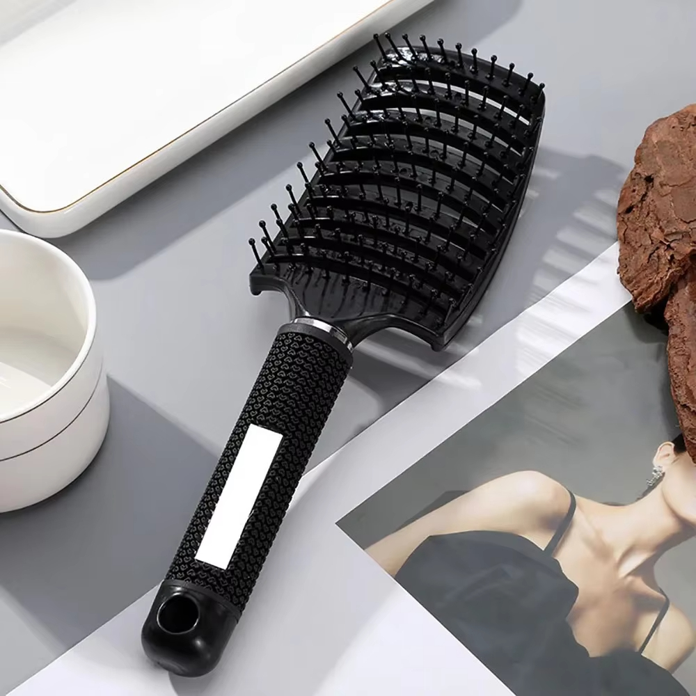 Spazzola per capelli Spazzola professionale curva ventilata per un asciugatura più veloce per spazzola districante a paletta per ricci asciutti e bagnati, spessi e dritti: giallo