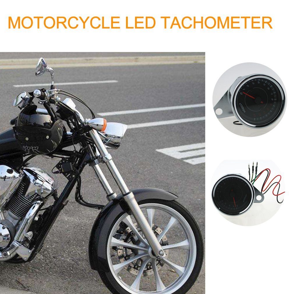 12V Universal Motorcycle Tachometer Meter LED Backlight 13K RPM Shift Motorcycle Digital Tachometer Oil Fuel Lever Gauge