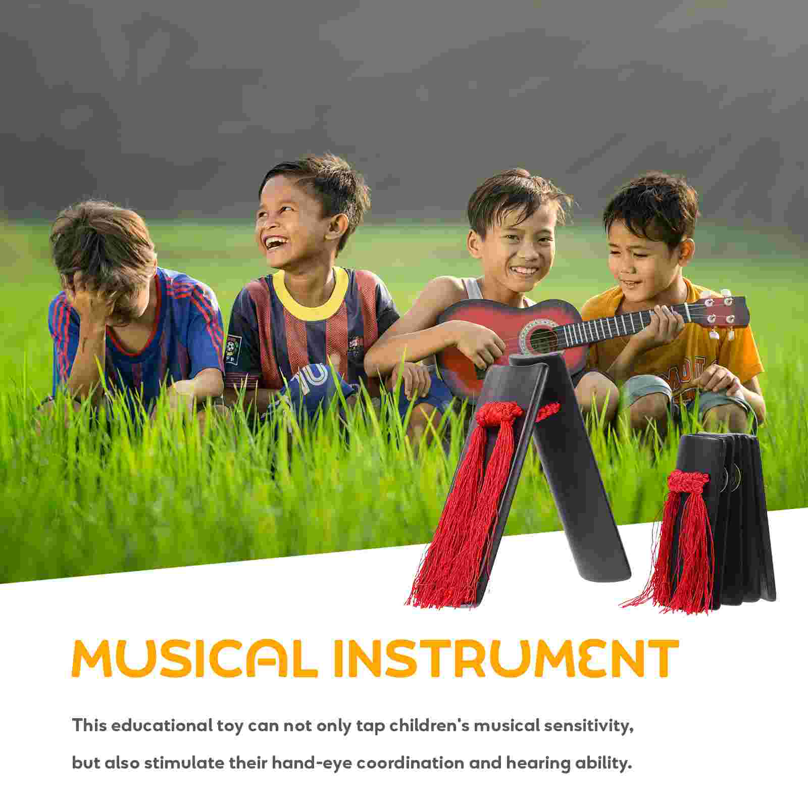 1 Set Van Chinese Traditionele Kuaiban Klepels Hand Slaginstrumenten (Zwart)