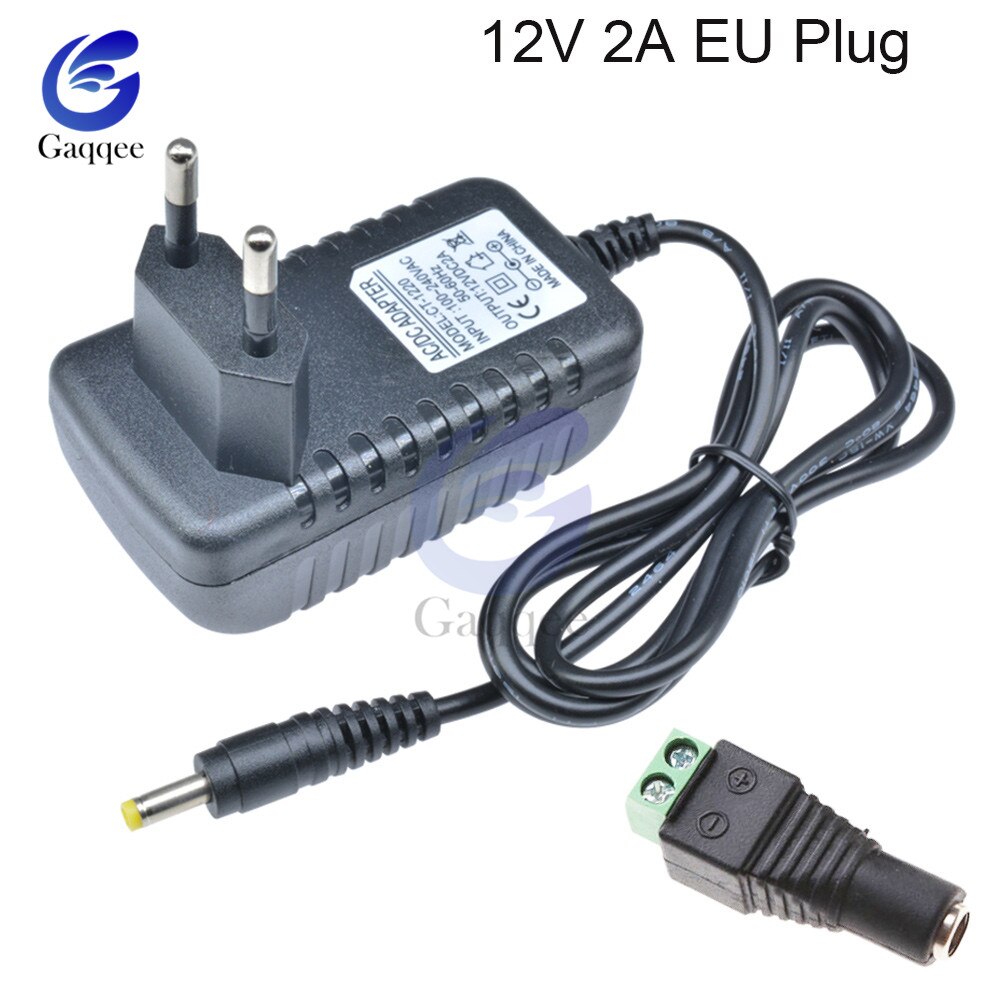 EU US Plug Driver Adapter AC 110V 220V to DC 12V 2A 5V 1A 5.5*2.1mm LED Power Supply + Female Connector For LED Strip Converter
