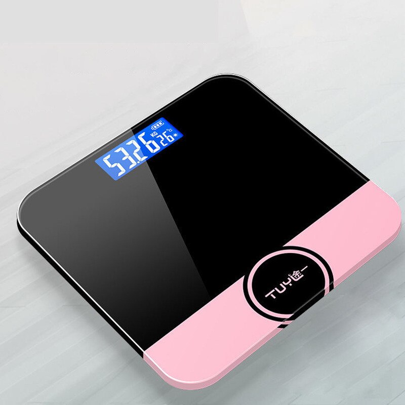 Electronic Scale Human Body Scale Health Weight Scales Household Bathroom Weighing Scale USB Charging Digital LED Display: Black-USB Charging