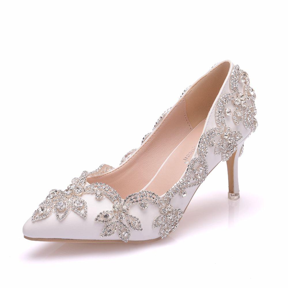 Women's Wedding Shoes High Heel Decorative Heel Crystal Bridal Shoes with Diamonds,H26 main image 0