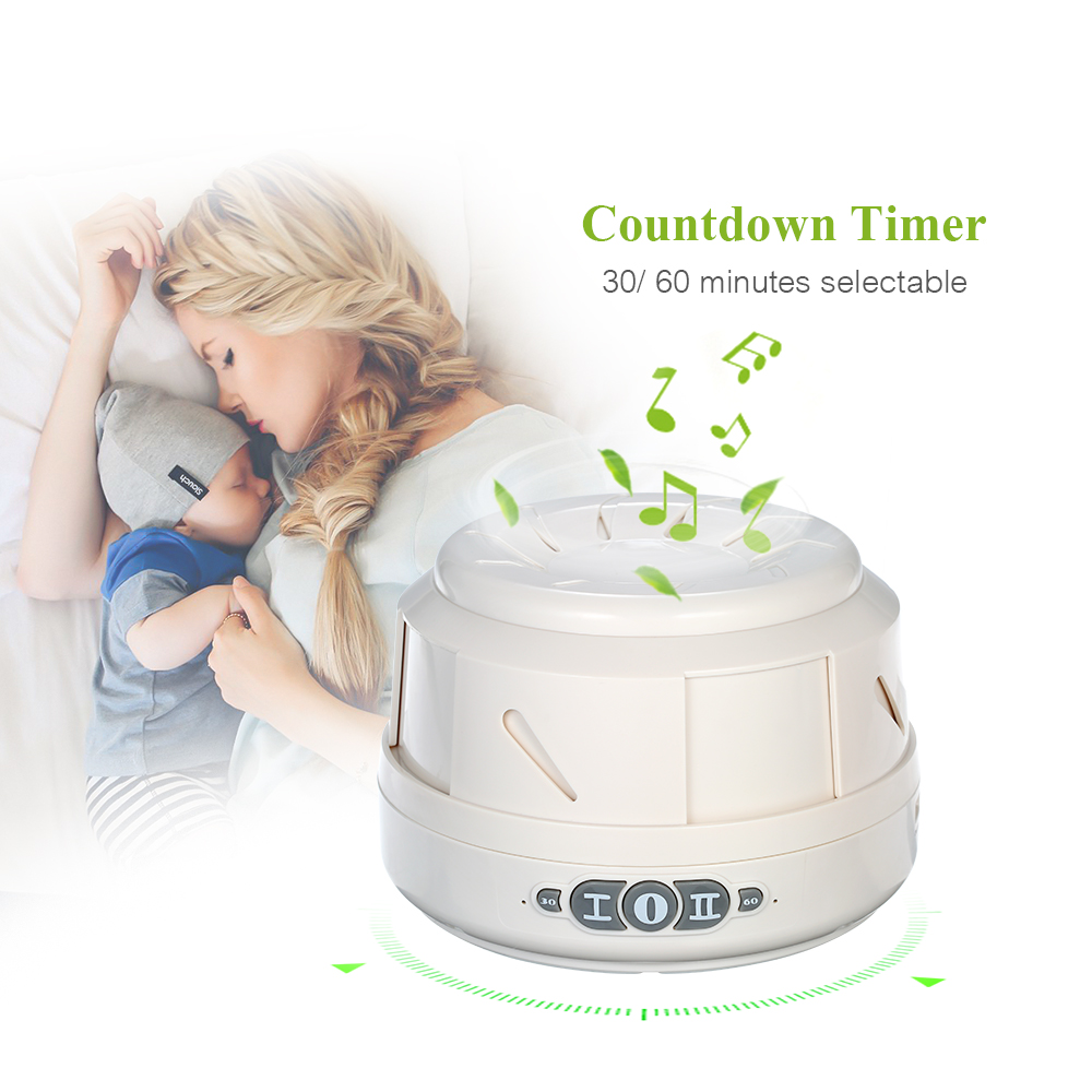 White Noise Sound Machine for Sleeping 2 Levels Wind Adjustable Countdown Timer Dual USB Port Natural Sound US Plug AC 120V