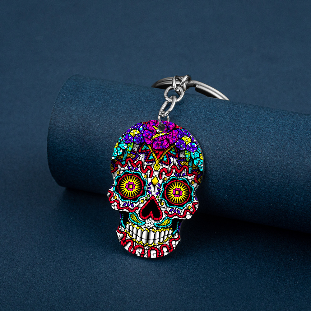 HNSP collar con colgante de calavera con impresión 3D de acero inoxidable para hombres y mujeres, joyería de Halloween, accesorio de