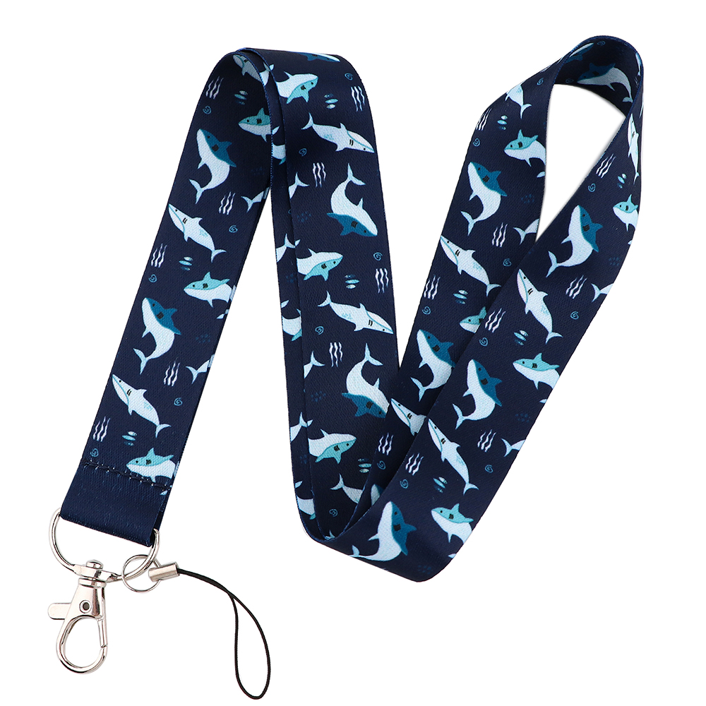 YQ973 Whales Key Lanyard Phone Strap Keychain Lariat Phone Rope Shark Animals Key Cord ID Credit Card Badge Holder: Brown