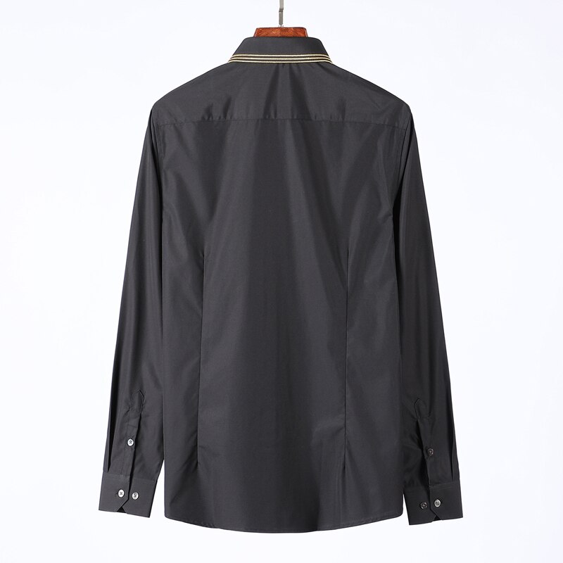 Merke skjorte herre langermet slim casual chemise homme ren bomull business mannlige dress skjorter pluss størrelse camisas
