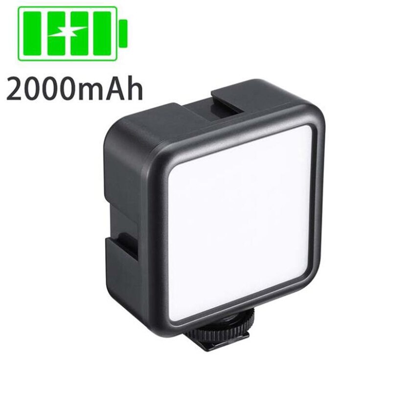 VL49 Mini Camera Video Light with Cold Shoe, Portable & Rechargeable 2000mAh LED Photography Lamp Dimmable for Vlogging