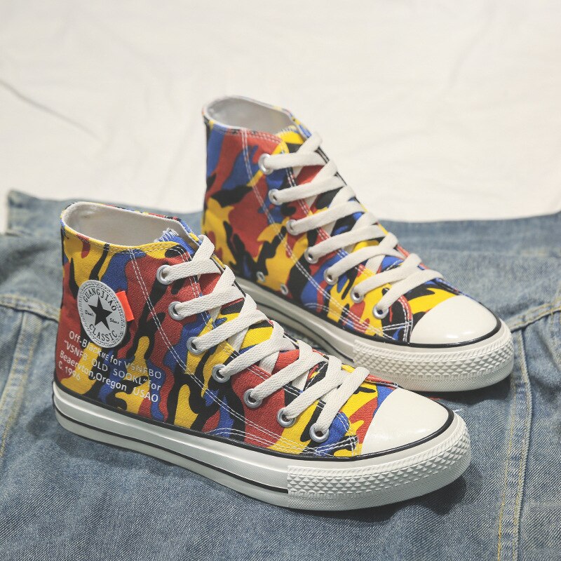 Mam Skateboarding Shoes for Hip Hop,Camouflage Canvas Shoes,Volcano Painting Casual Shoes,,Size 35-44