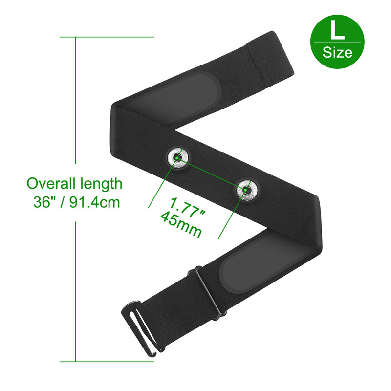 Coospo-correa para el pecho con Sensor de ritmo cardíaco, repuesto de correa suave elástica multicolor para Polar Wahoo Garmin: L-Black Strap